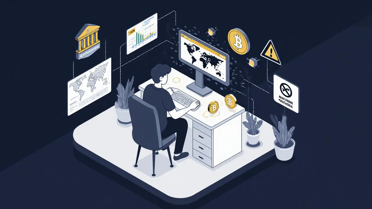 Изометрическая иллюстрация удалённого работника, управляющего фондом на Каймановых островах.