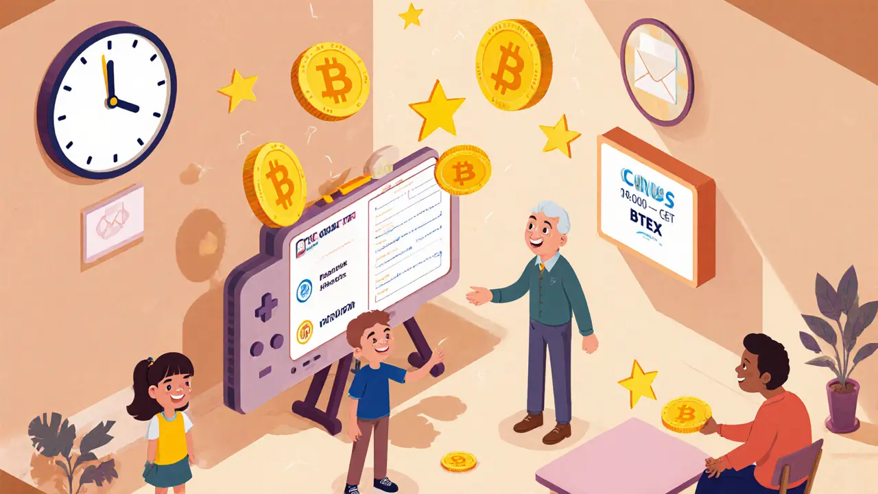 Пользователи получают бонусы и очки XP за верификацию и приглашения в уютной цифровой среде Blocktrade.