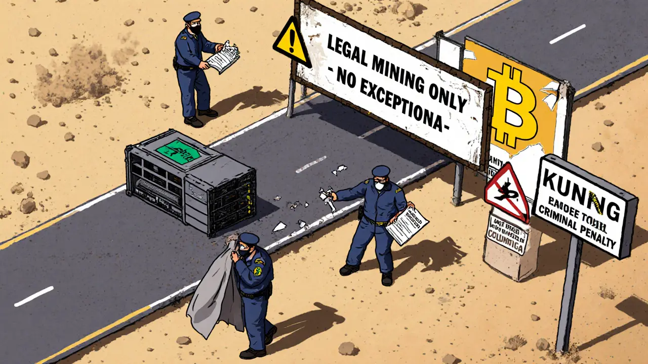 Изометрическая иллюстрация: таможня перехватывает нелегальное майнинговое оборудование на границе.