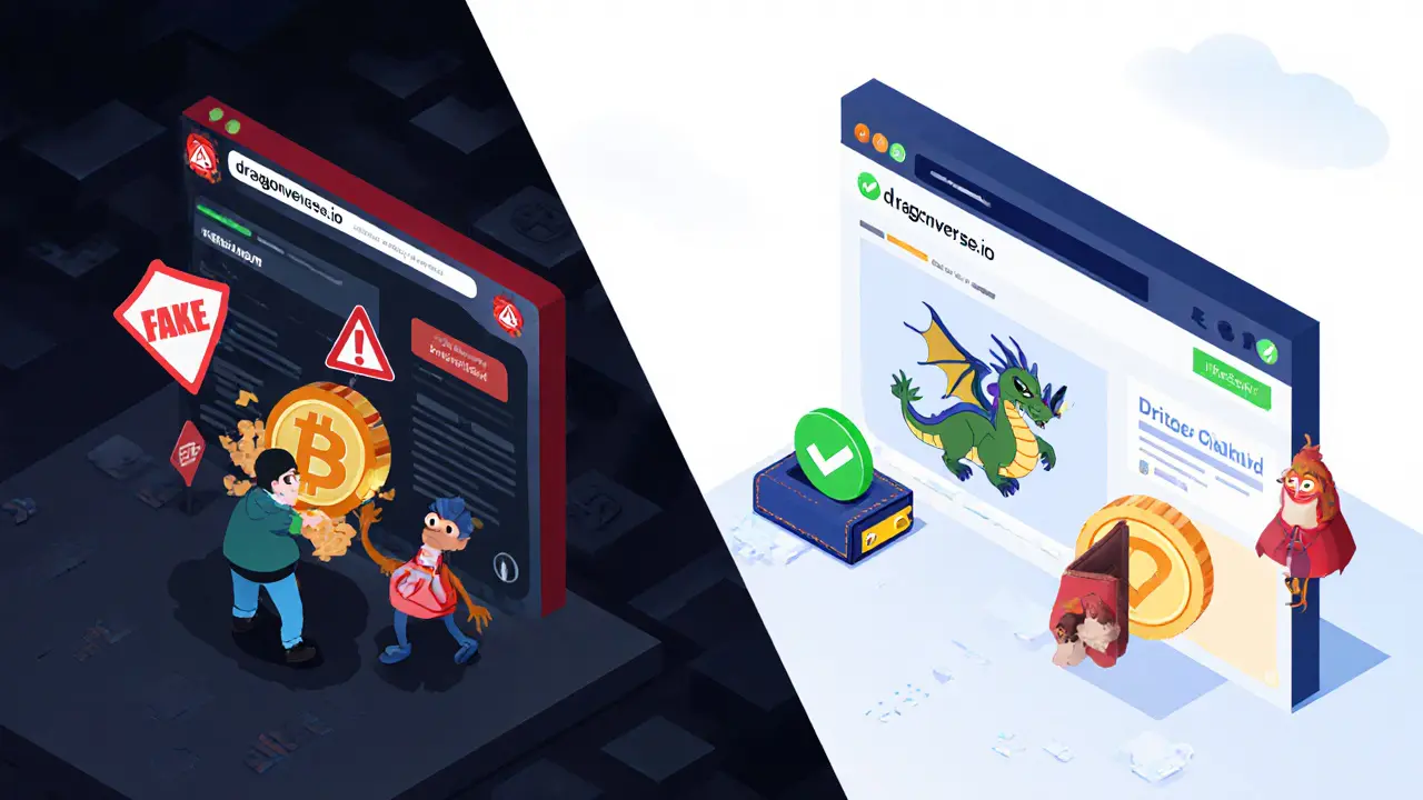 Сравнение фейкового и настоящего сайта аирдропа: мошенничество слева, безопасность — справа.