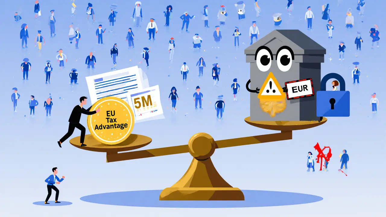 Весы с налоговым преимуществом против банковских ограничений и штрафами на Кипре