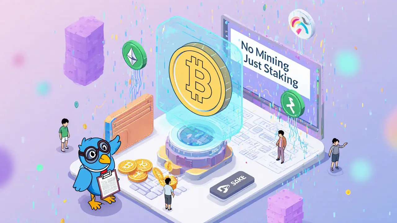 Иллюстрация токена SGB с оракулом, собирающим данные из разных блокчейнов и выдающим награды.