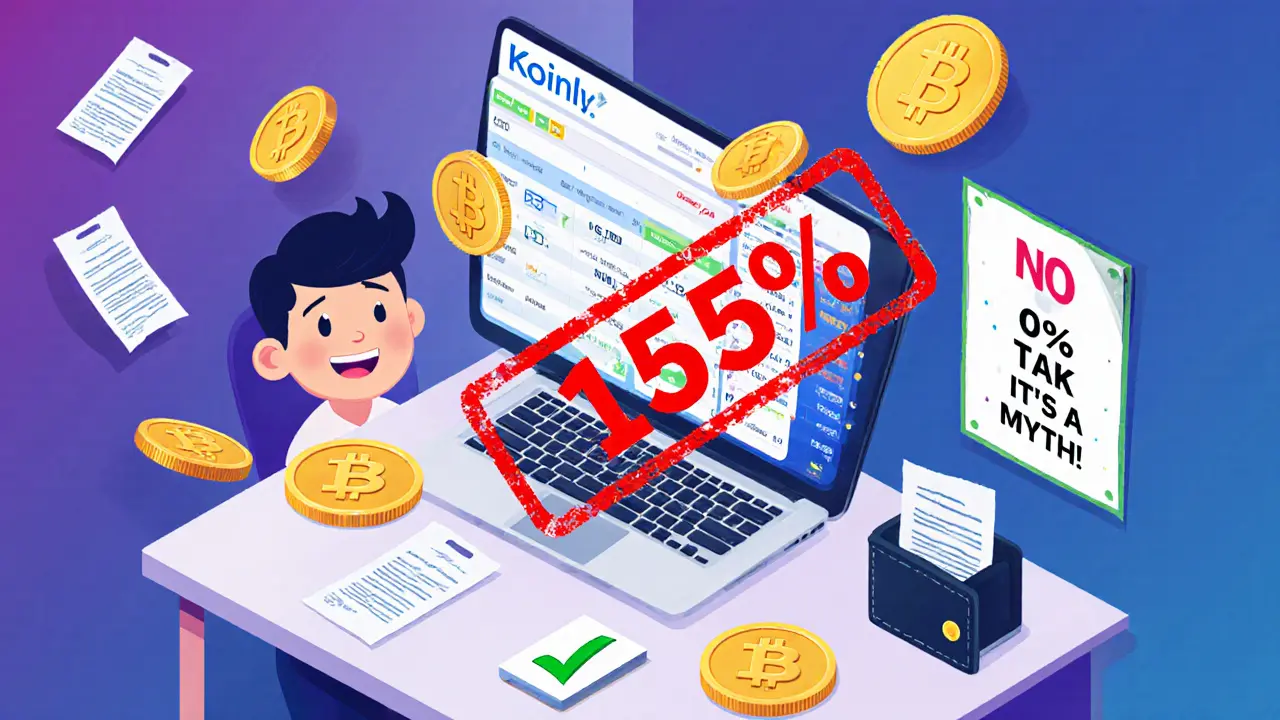 Трейдер работает с криптовалютой, используя Koinly и платит 15% налога, миф о 0% развенчан