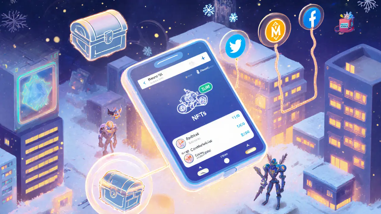 Цифровой кошелёк получает токены ZUKI и NFT из Серебряного сундука через соцсети.