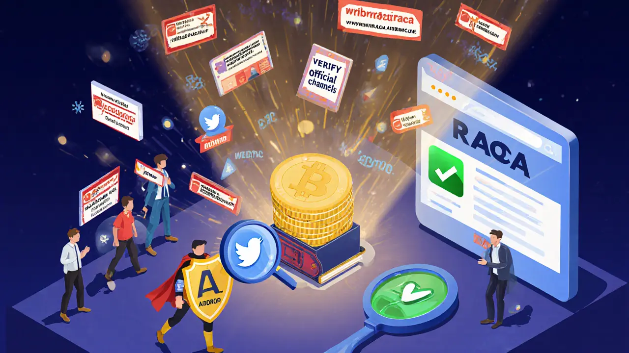 Криптокошелек в вихре фейковых сайтов, герой с щитом проверки официальных каналов.