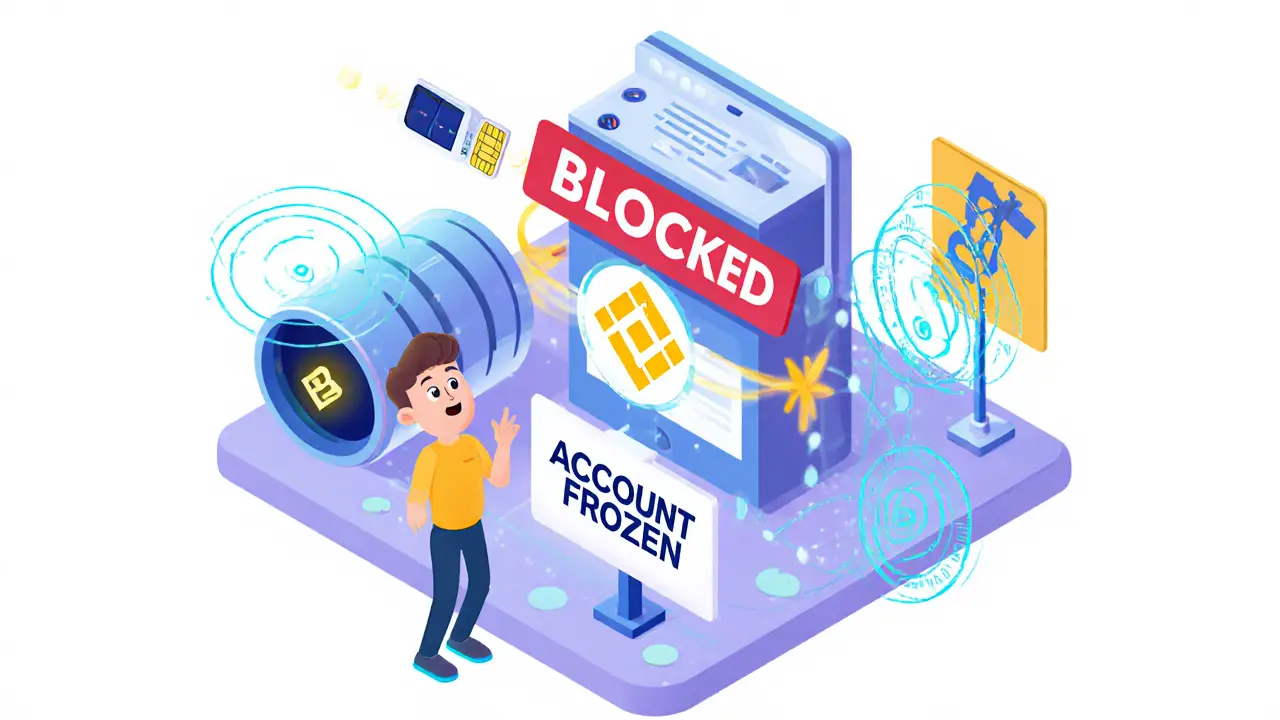 Пользователь пытается использовать VPN для доступа к Binance, но его блокируют три системы отслеживания.