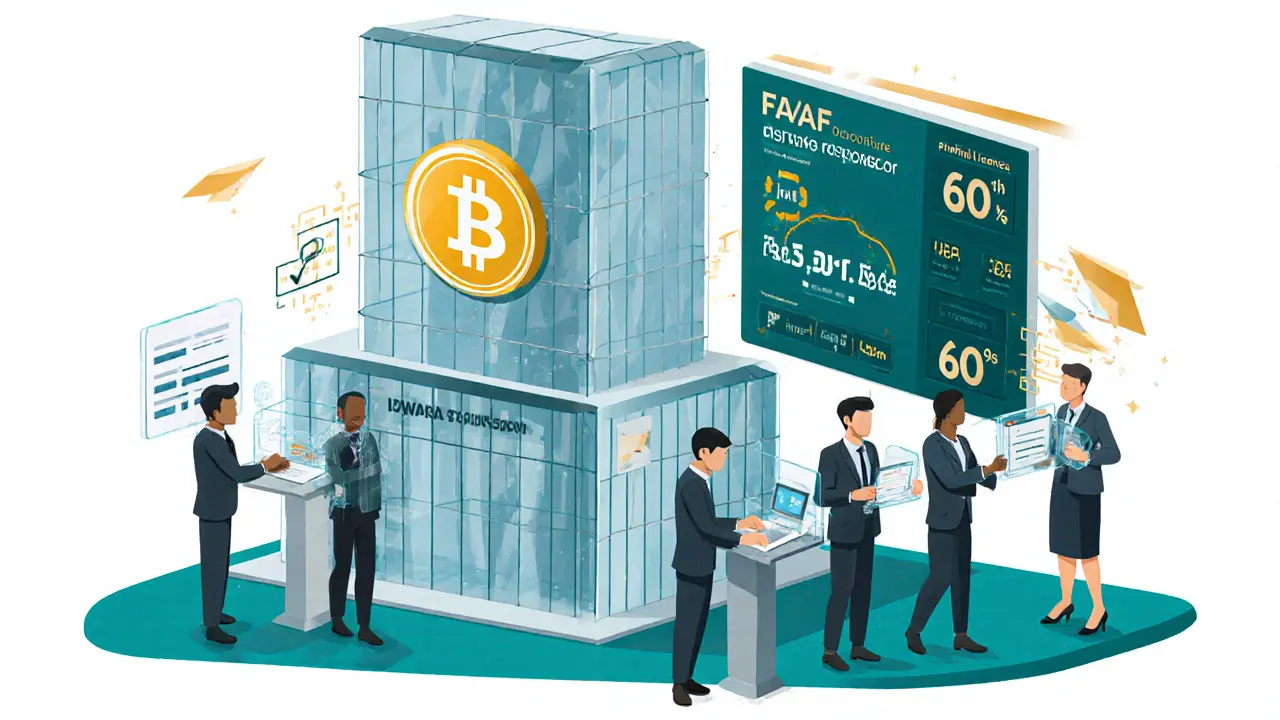 Здание PVARA с профессионалами, подающими заявки на лицензию майнинга через голографические интерфейсы.