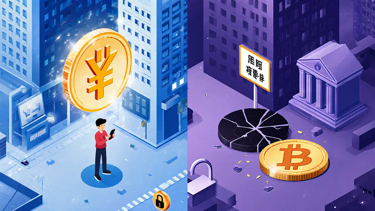 Цифровой юань против разрушенного биткоина: контроль против запрета.