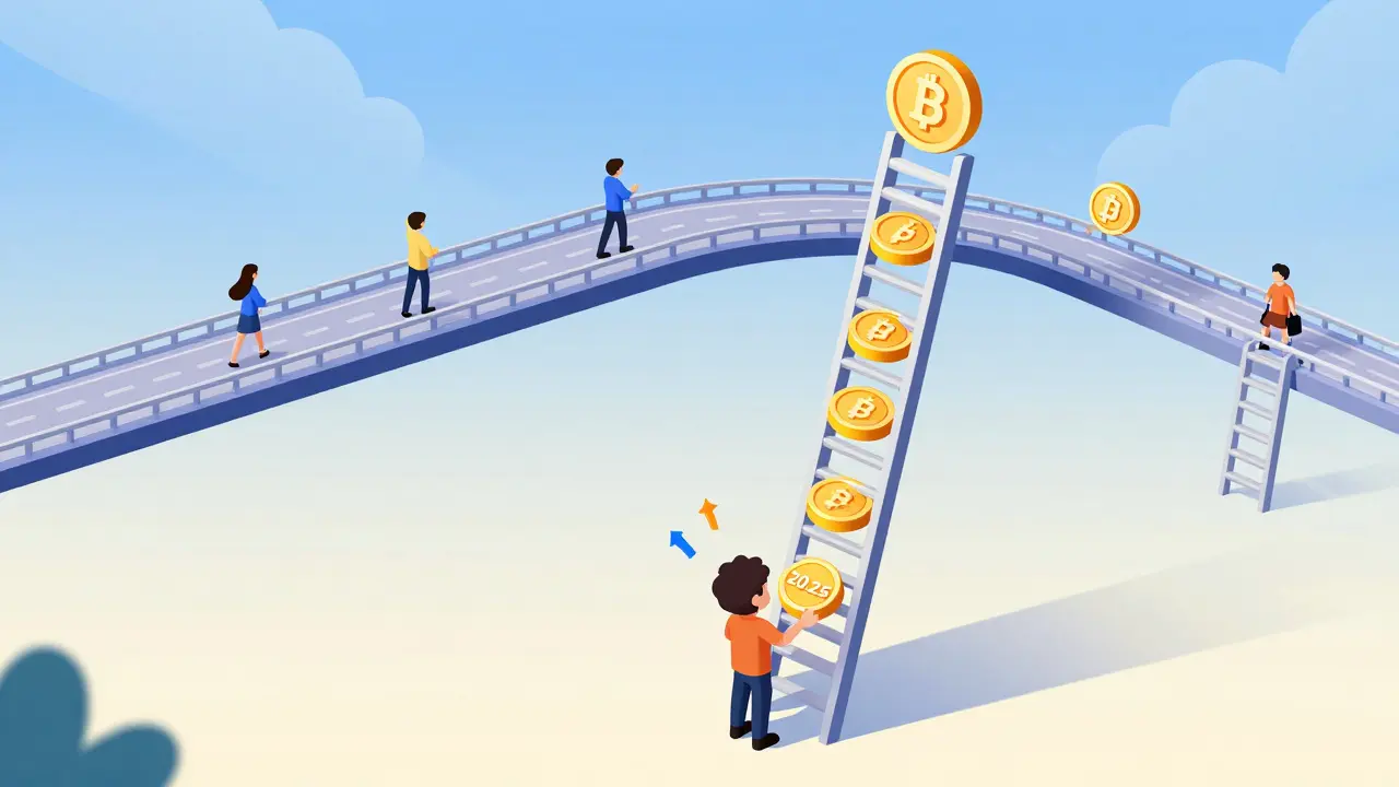 Персонаж поднимается по лестнице криптоуспеха, начиная с 20,25 токенов MPAD.