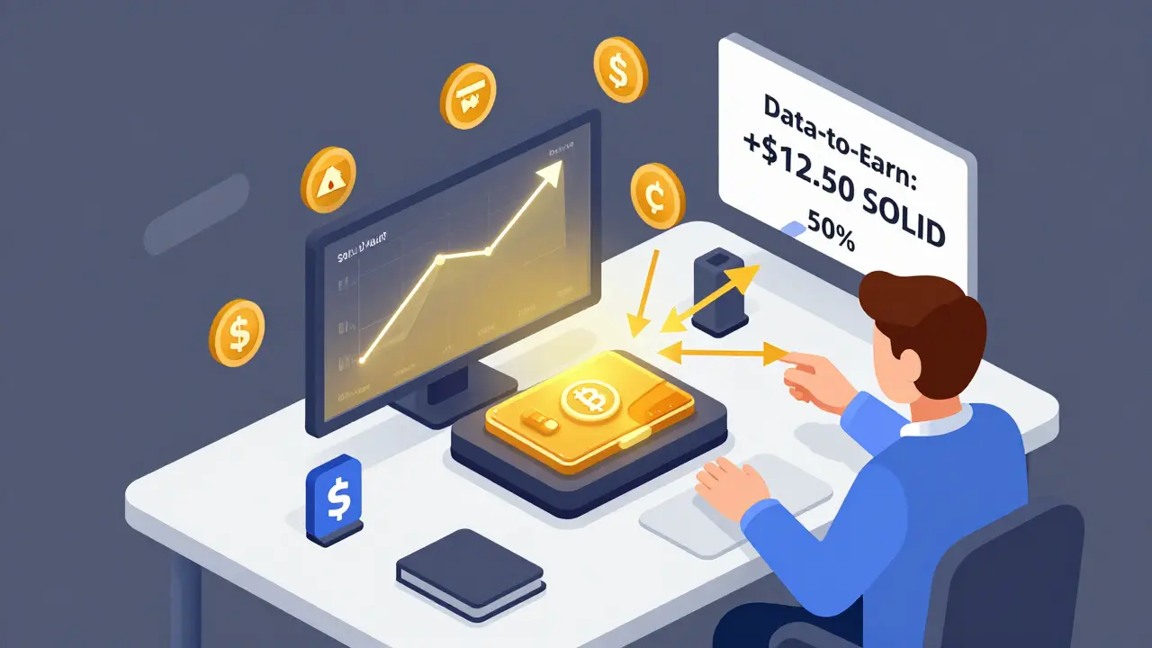 Пользователь подключает кошельки к SOLID Vault, получая вознаграждение за активность в криптоэкосистеме.