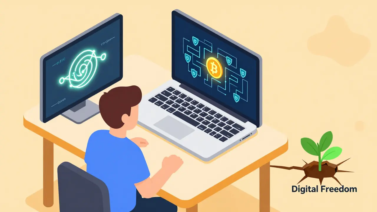 Сравнение публичной и приватной криптовалюты: одна с видимыми связями, другая — скрытая и защищенная.