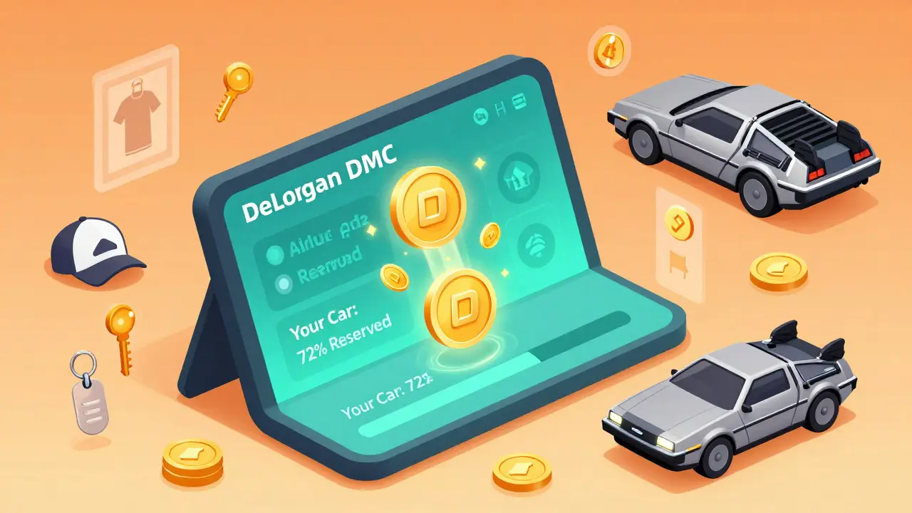 Цифровая панель стейкинга DMC с прогрессом бронирования машины и эксклюзивным мерчем.