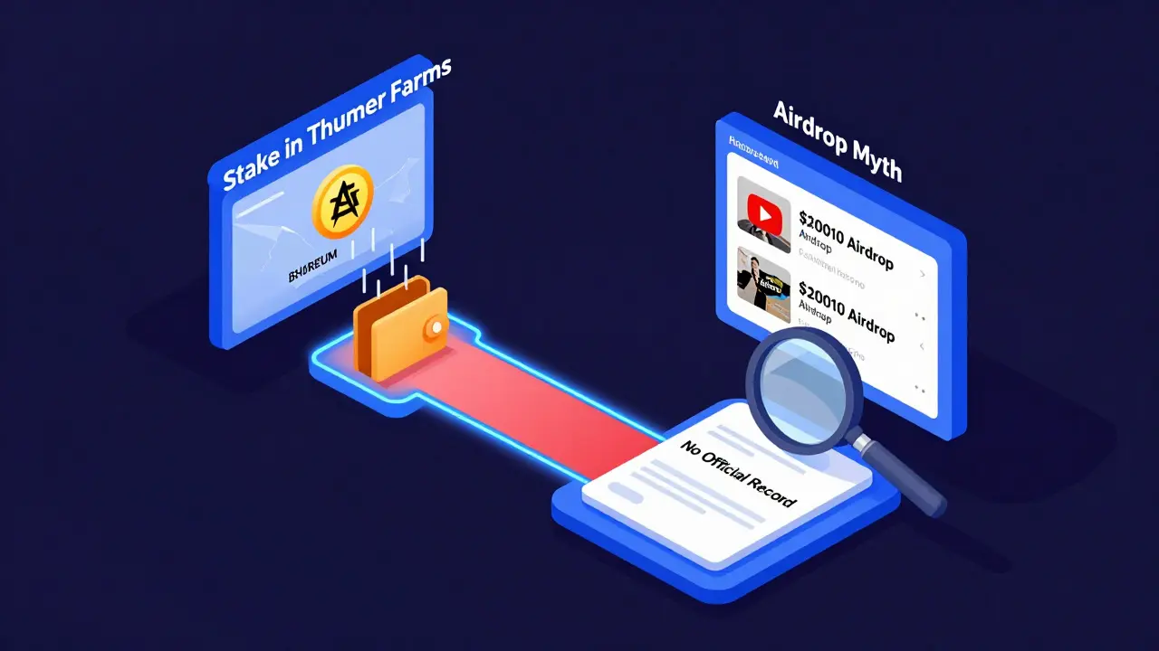 Изометрическая иллюстрация: цифровой кошелек с двумя путями — один к стейкингу, другой к ложному аирдропу с разбитым экраном.