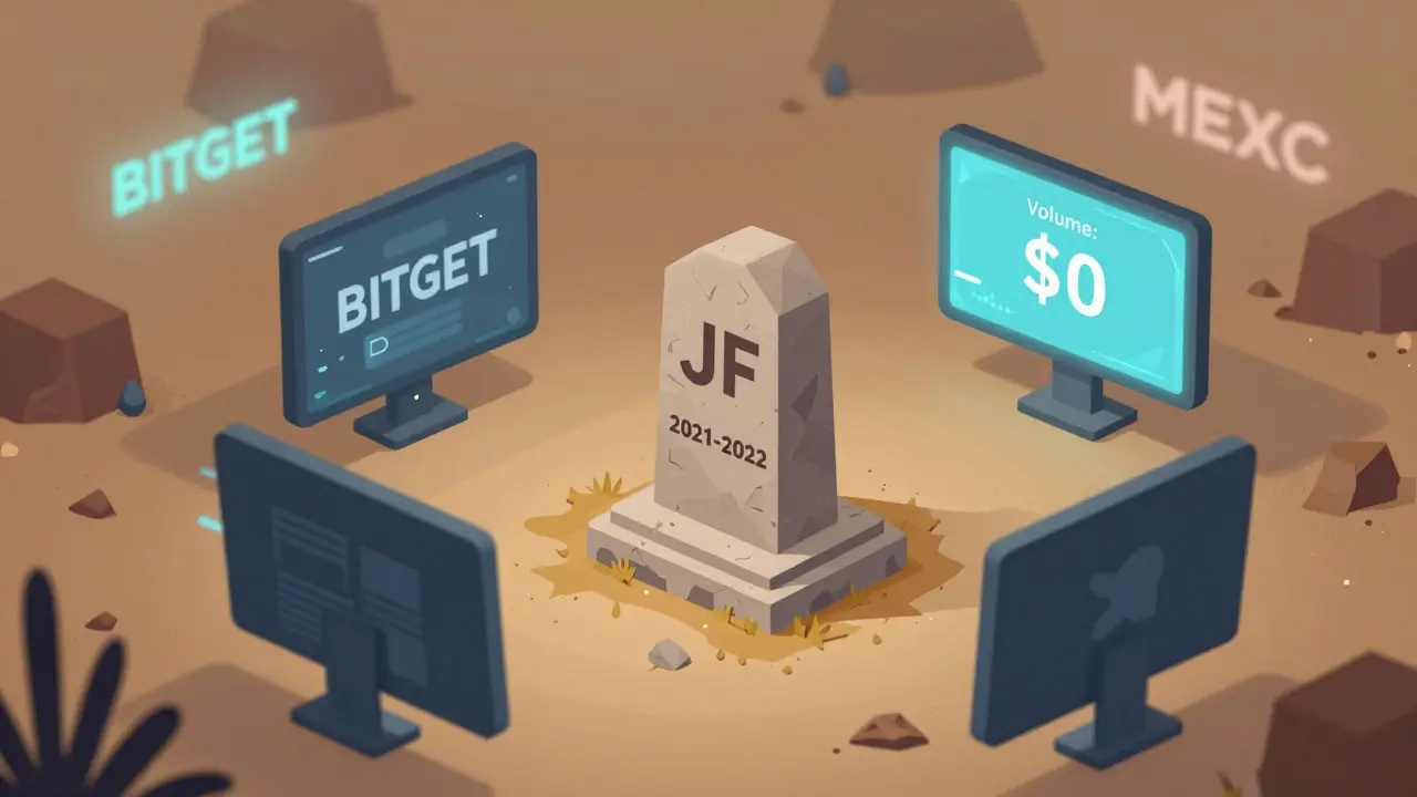 Памятник JF в цифровой пустыне с надписью 'Volume: <h2>Что делать, если ты уже получил JF?</h2>' в изометрическом стиле.