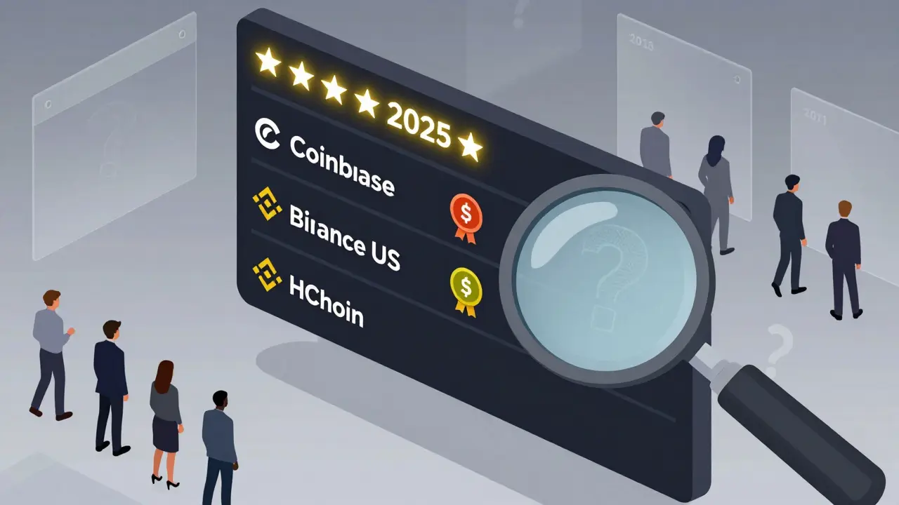 Таблица лучших криптобирж 2025 года: HCoin отсутствует, остальные — с наградами, а инвесторы уходят от пустого места.