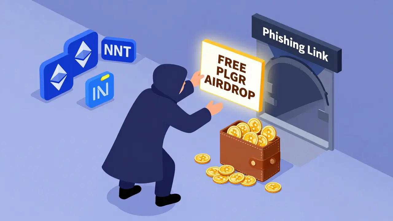 Мошенник заманивает инвестора с ложным аирдропом PLGR в ловушку фишинга