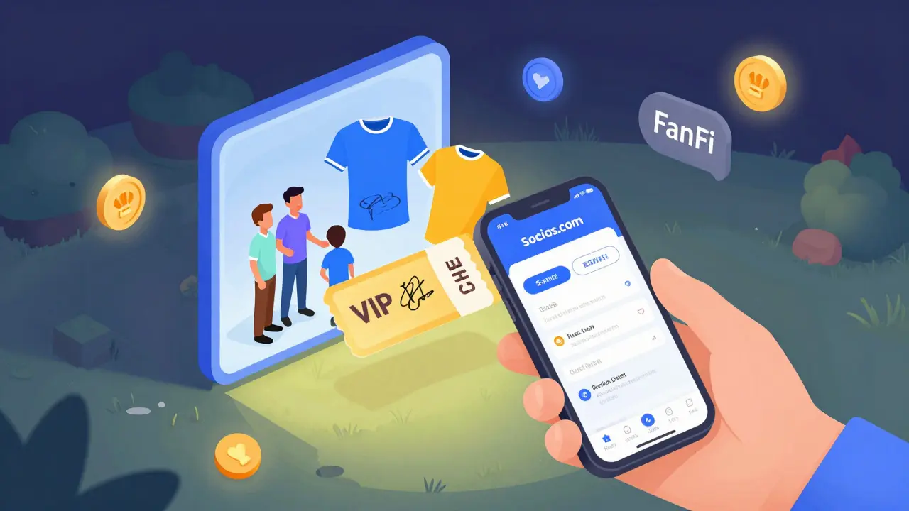 Пользователь получает бонусы за стейкинг CHZ через приложение Socios.com в мультяшном стиле.