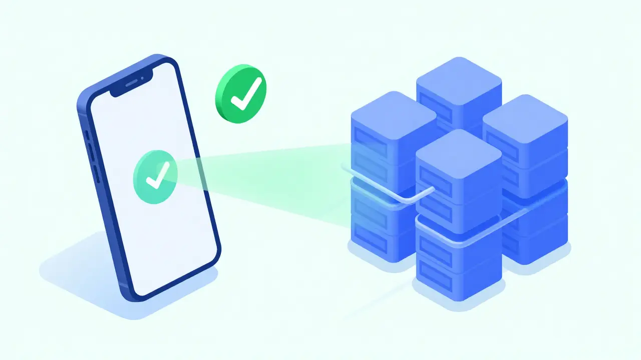 Мобильное устройство проверяет транзакцию через легкий клиент