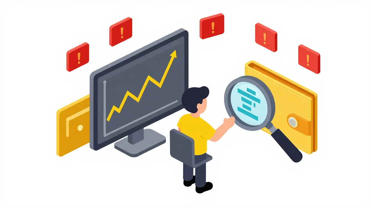 Изометрический рисунок инвестора, анализирующего риски и графики токена BaseAI