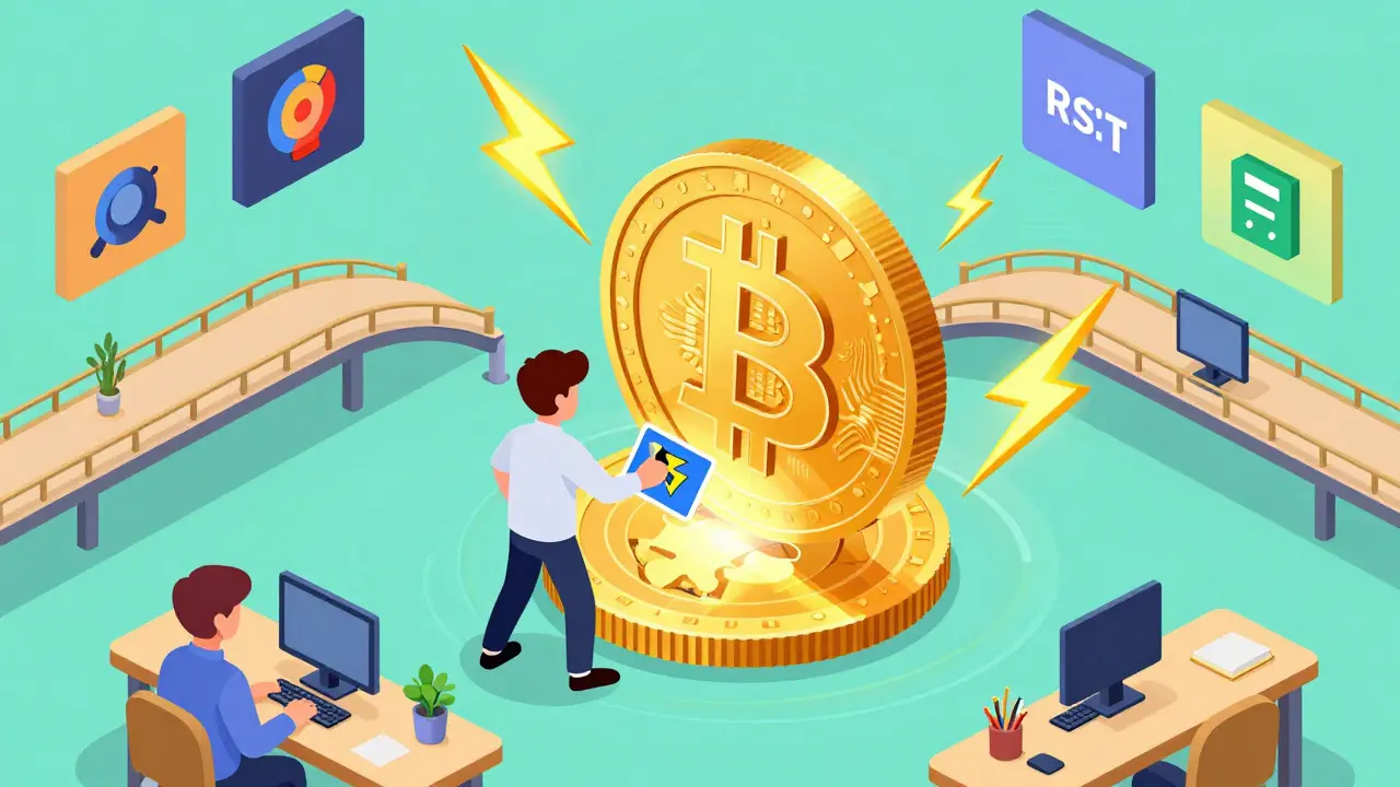 Процесс создания инскрипции на Биткоине в изометрическом стиле