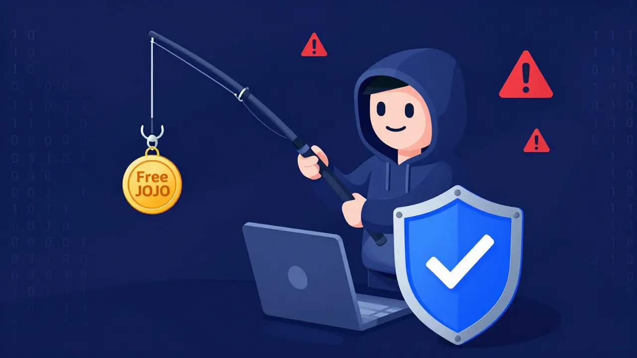 Иллюстрация фишинговой угрозы с крючком в виде кошелька и токеном