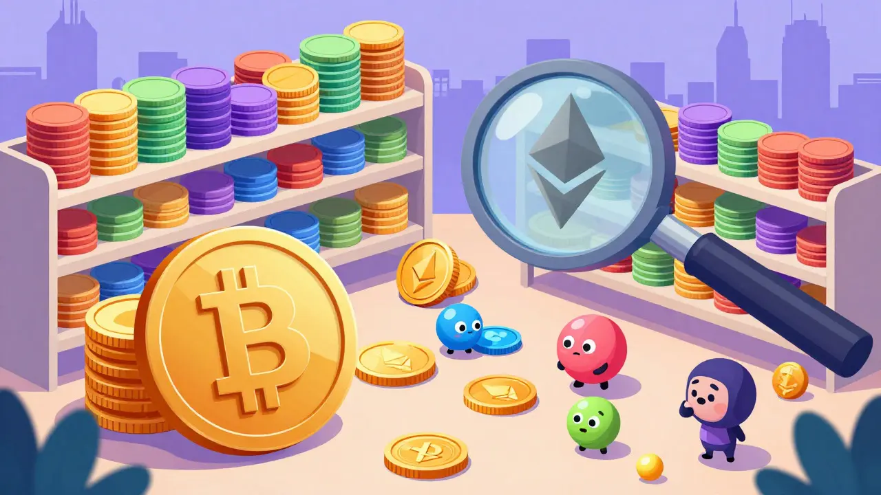 Изометрическая сцена с множеством криптовалютных монет на платформе