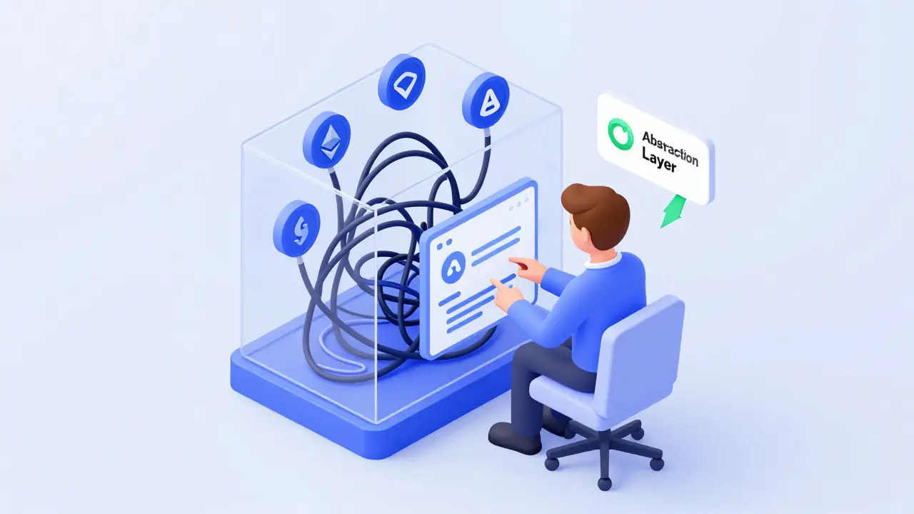 Пользователь взаимодействует с интерфейсом цепочной абстракции