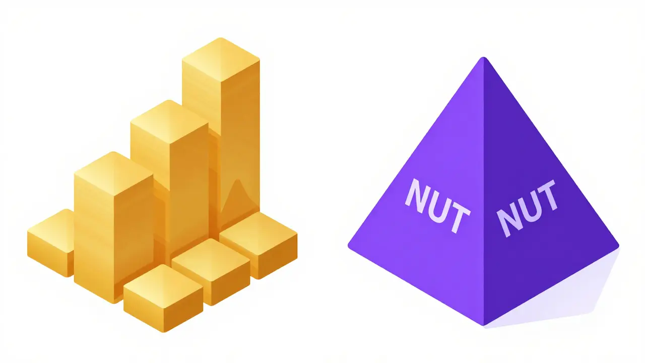 Сравнение токенов XCFX и NUT в изометрическом стиле