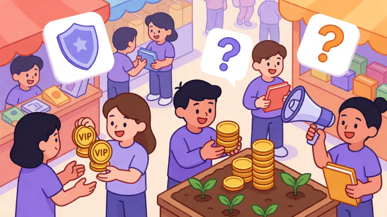 Карикатурное изображение использования токена GCB для лояльности и майнинга ликвидности