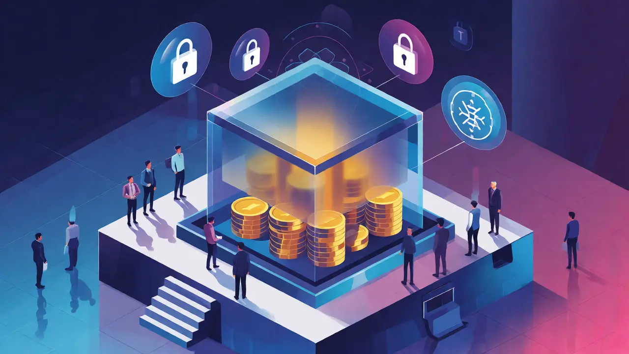 Иллюстрация технологии Confidential Transactions со скрытыми суммами в защищенном хранилище.