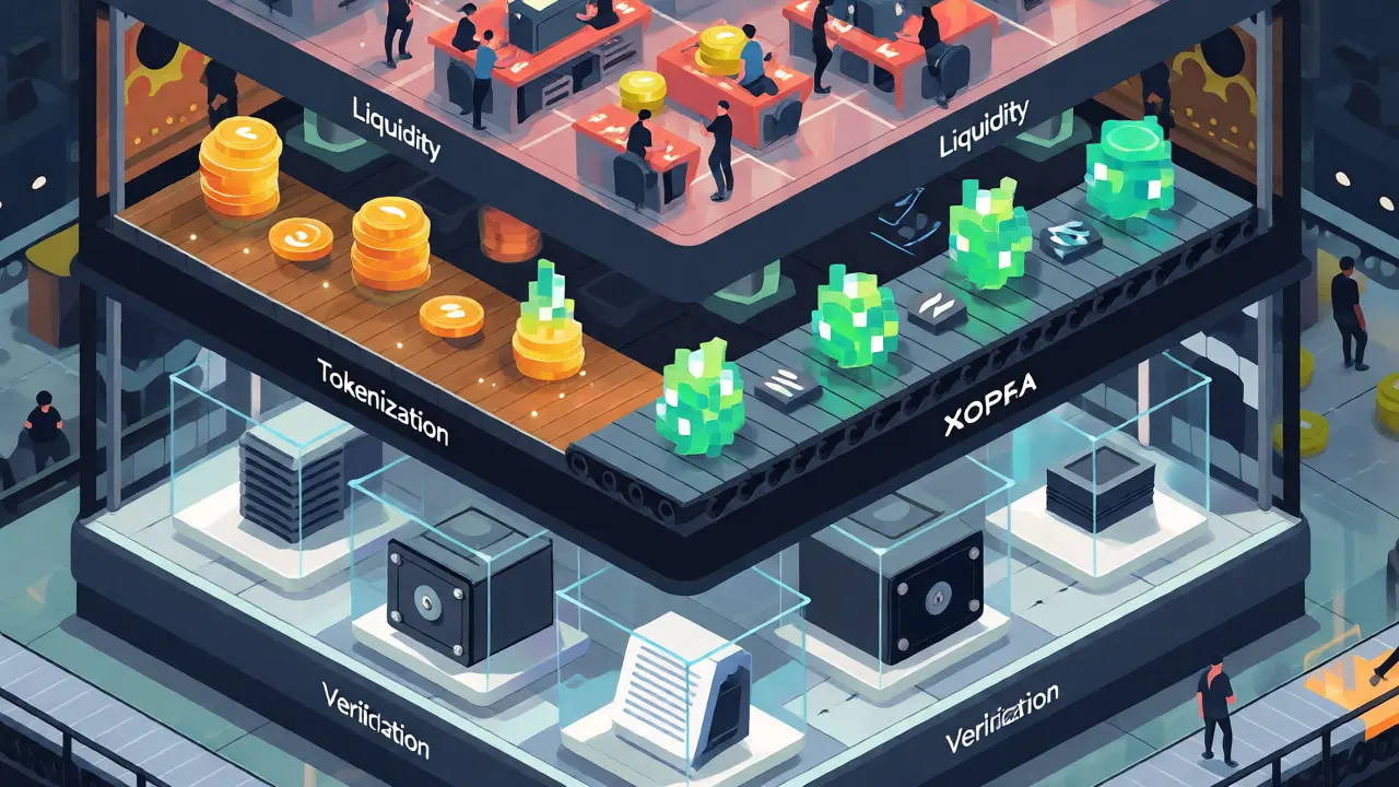 Трехуровневая схема платформы VOLT: верификация, токенизация, ликвидность